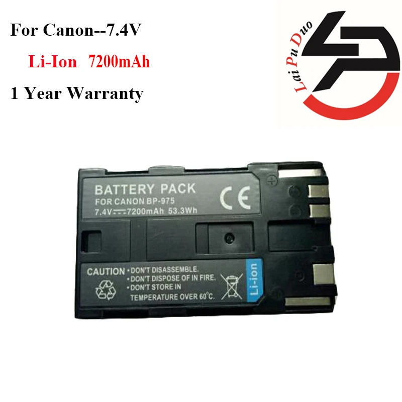 Сменный аккумулятор для камеры Canon 7200 мАч Аккумулятор BP-945 BP-950 BP-955 ES8200V ES8400 ES8600