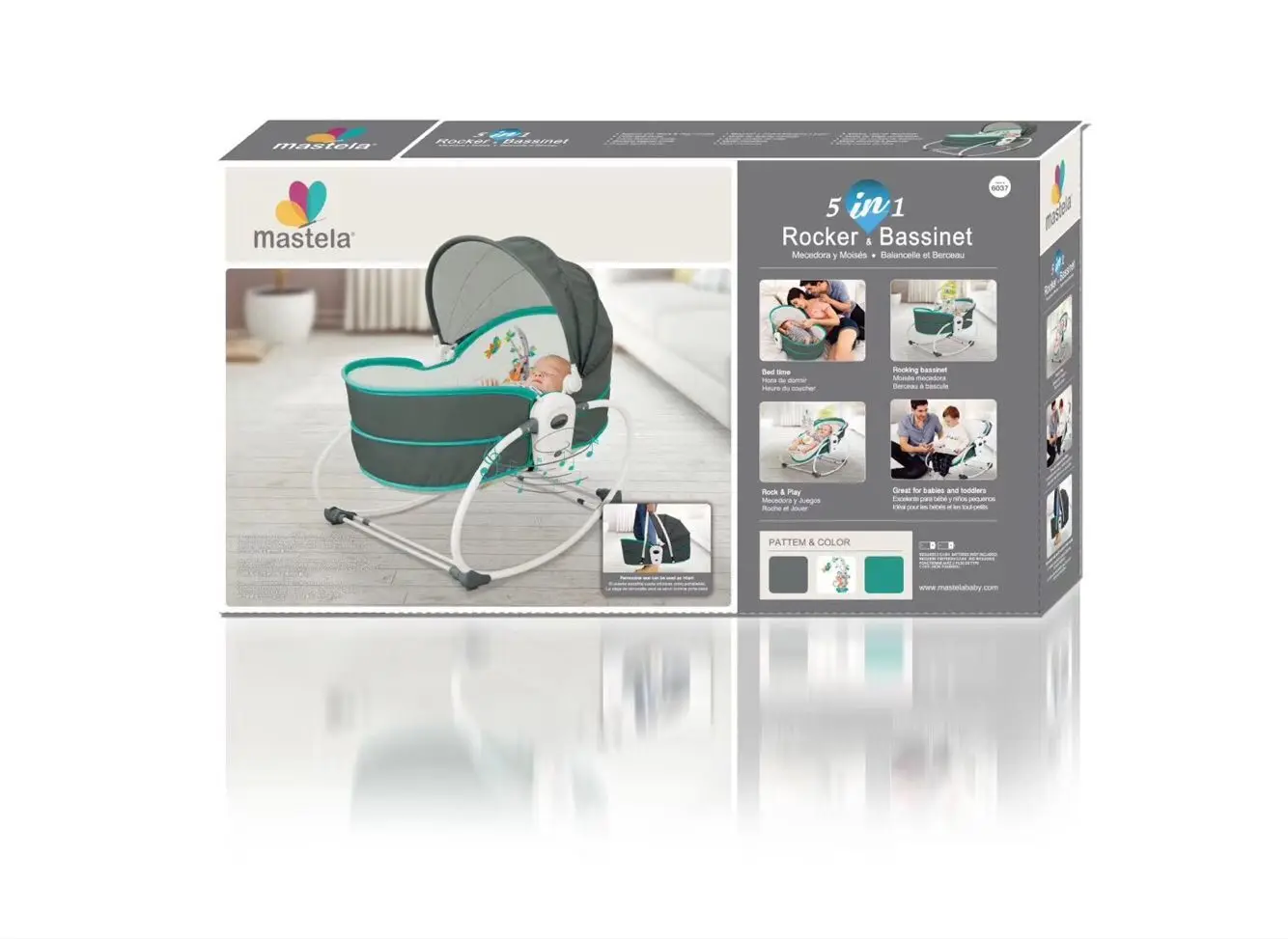 Электрическое Кресло-Качалка Mastela five-in-one, ручная корзина для младенцев, детская кроватка, люлька, корзина для сна с москитной сеткой - Цвет: Зеленый