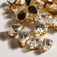hisenlee aaa 57mm crystal clear drop shape exquisite 3d cubic zirconia gem golden single claw set diy crystal stone 50pcs