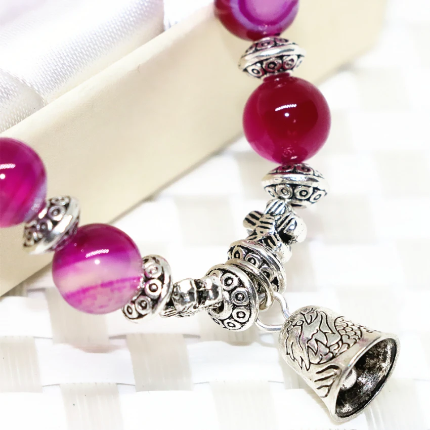 8 мм красная роза вен агат серебро-цвет колокол аксессуары оригинальный оникс