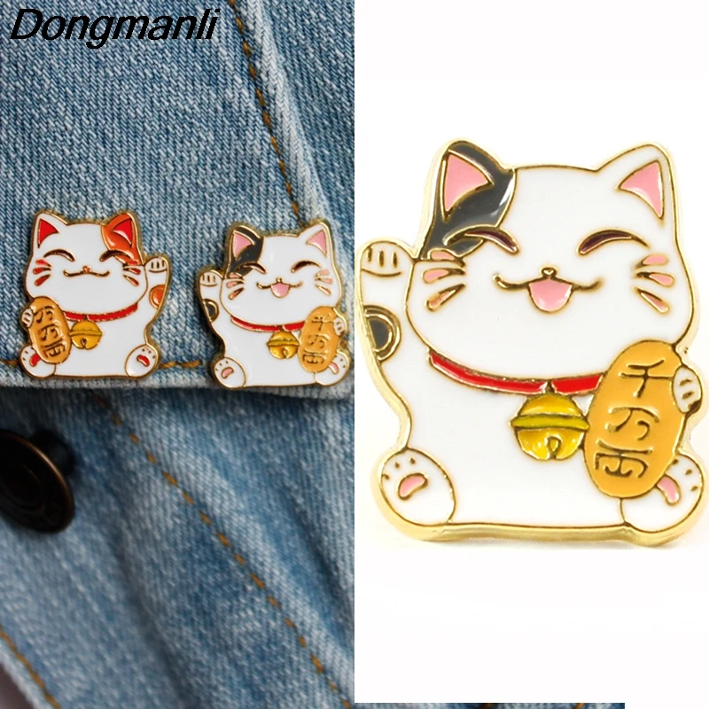 P3686 Dongmanli Lucky Cat милые металлические эмалированные булавки и броши для нагрудного