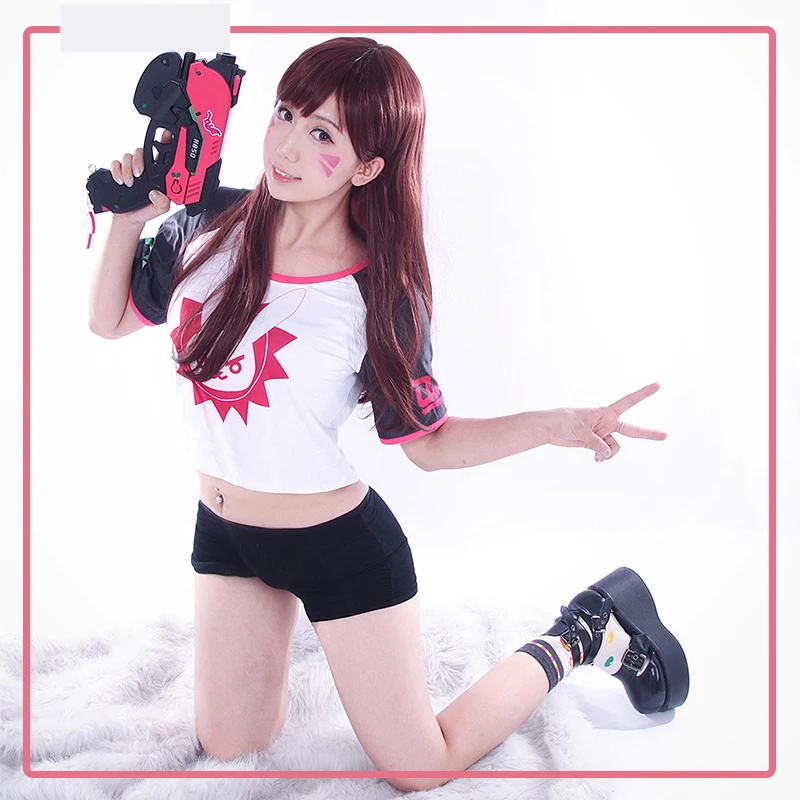 [Сток] DVA игра OW D. VA Хана Сонг Косплей Костюм Хана Сонг Футболка повседневный костюм Хэллоуин костюм для женщин
