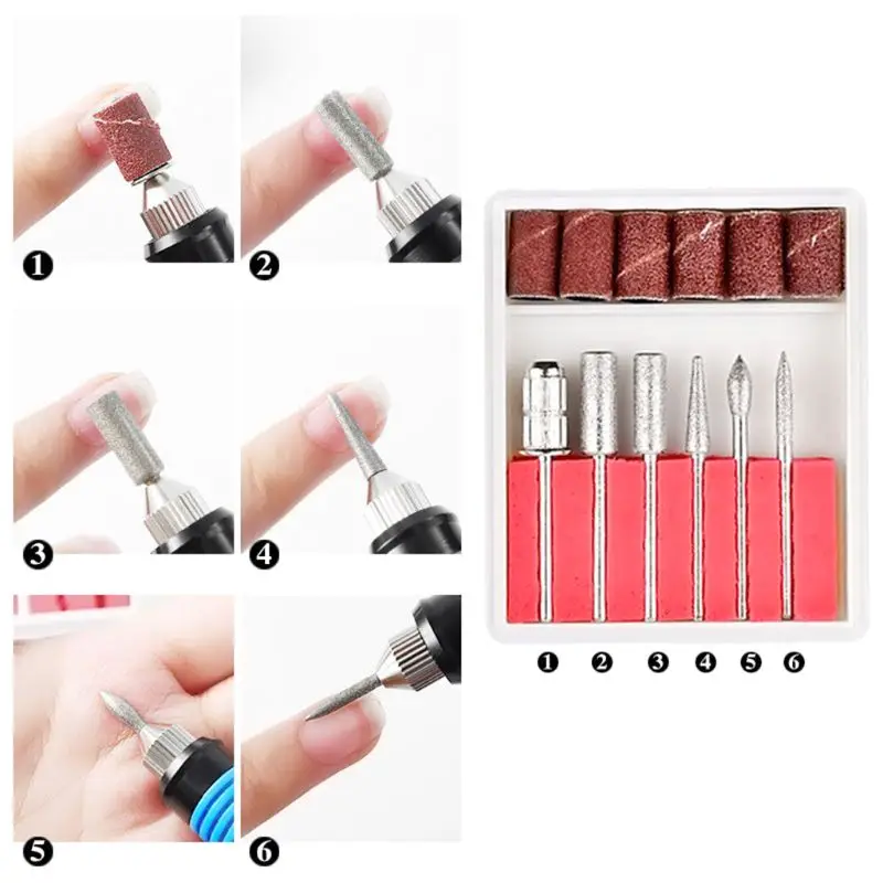

Electric Manicure Pedicure Set Nail Care Nails Drill Grooming Kit Tip Salon UK US Plug With 6 Grinding Heads + 6 Drill Bits