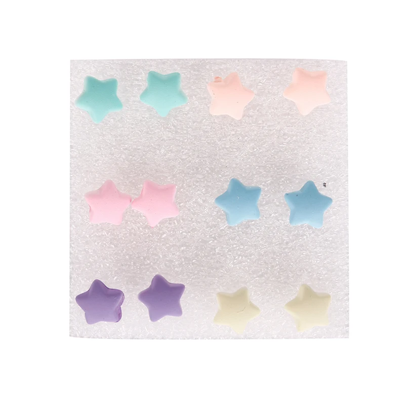 Полимерные розовые фиолетовые серьги-гвоздики ювелирные изделия звезда сердце