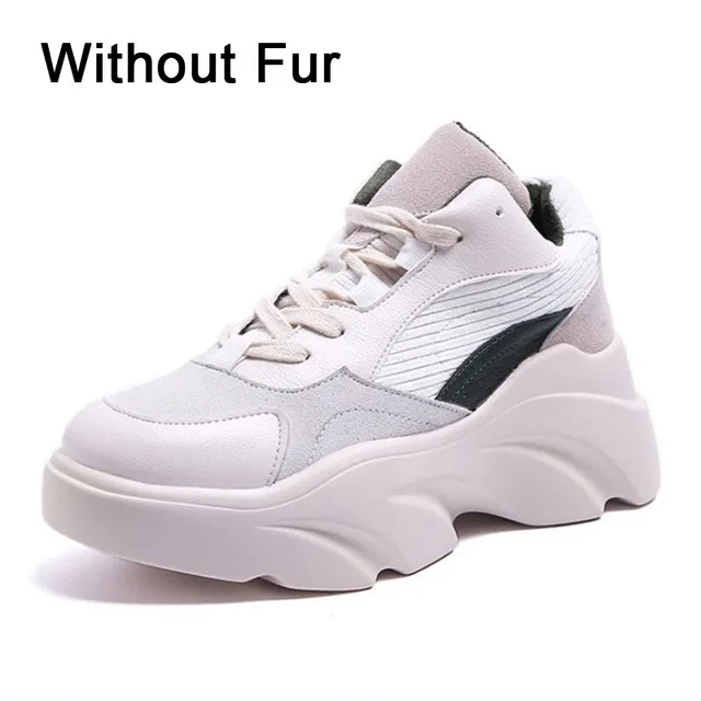 black without fur Coolcept/женские кроссовки на толстой подошве; повседневная обувь на платформе; женская летняя обувь для прогулок; Фирменная Новинка; прогулочная обувь; Размеры 35-40 - Цвет: black without fur