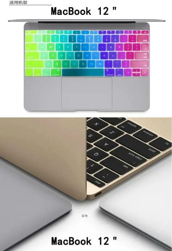 Цветной силиконовый чехол для клавиатуры с английской надписью Rainbow США macbook air 12