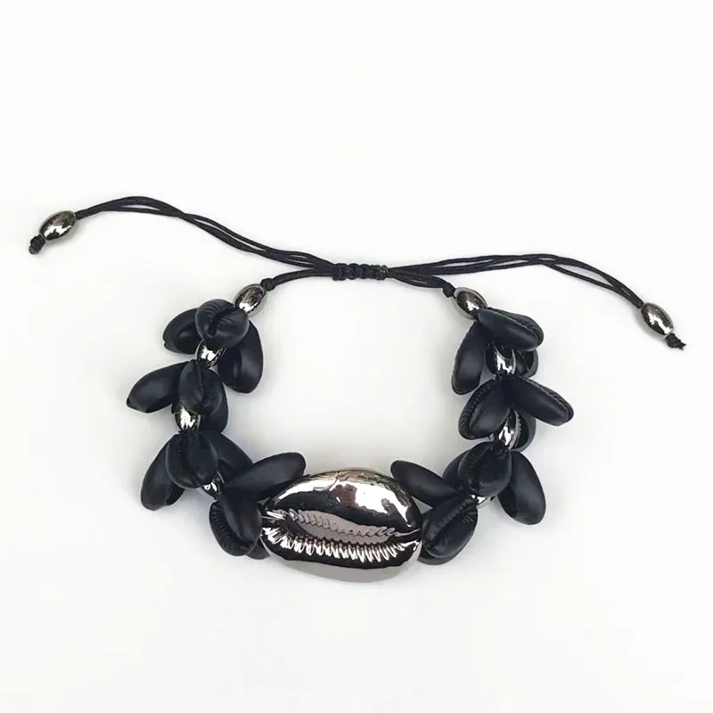 Boho pulseira feminina, натуральный большой пука, каури, ракушка, браслет, браслеты для женщин, подарок, бижутерия, богемные браслеты, браслеты - Окраска металла: 6