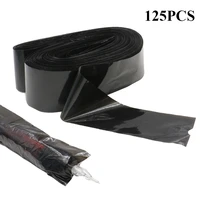125pcs tattoo machine pen clip cord sleeves bags supply black disposable covers bags for tattoo machine clip cord