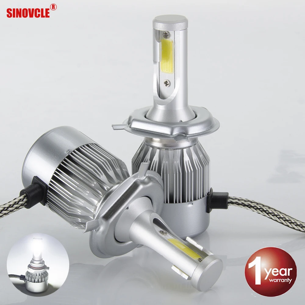 Sinovcle H7 H4 автомобильная светодиодная лампа для фары H1 H3 H8 H9 H11 H13 9005 9006 Авто светодиодные лампы 6500K 8000LM 12V 24V 36 Вт/пара белый