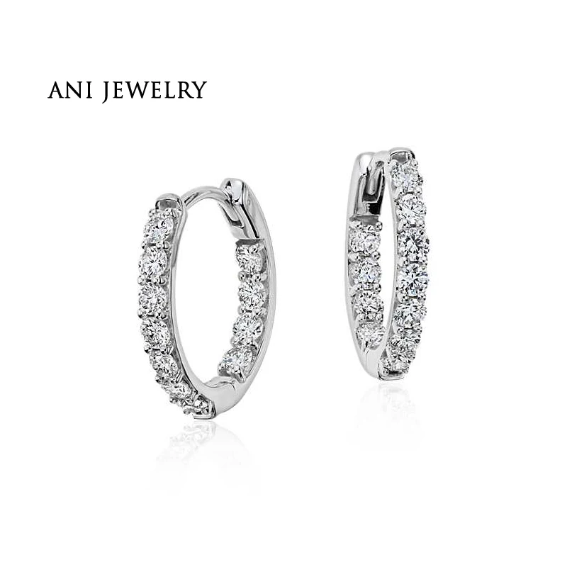Женские круглые серьги ANI 18 К белое золото 0 73 карат сертификация I/S1 маленькие с