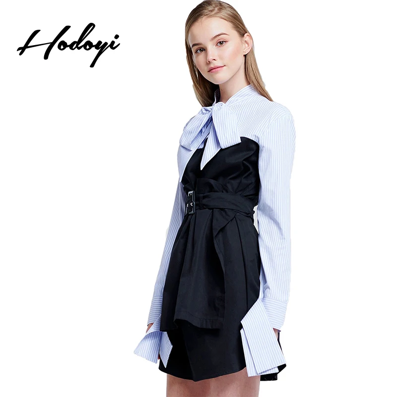 Hodoyi бренд 2018 Для женщин плед элегантный дизайн Повседневное Мини платья пояс