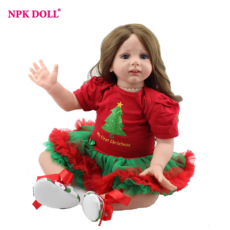 

NPKDOLL Reborn Baby Doll 24 Inch Realistic Newborn Girl Kids Santas Little Helper Red Princess Christmas Gift For Girls