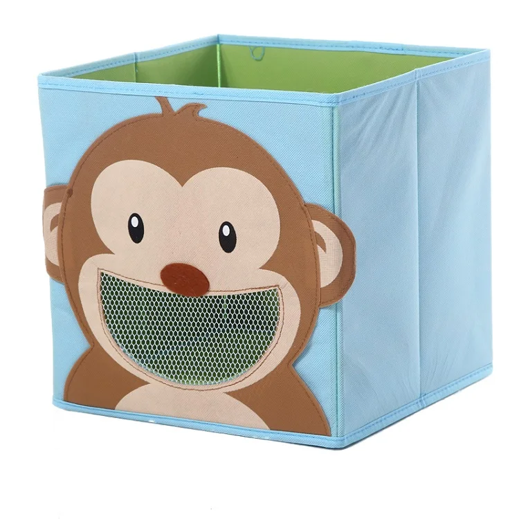 Monkey Новая Складная Нетканая детская корзина для хранения игрушек коробка-3D Мультяшные животные детские игрушки сундук и шкаф Органайзер книга коробки для одежды - Цвет: Monkey
