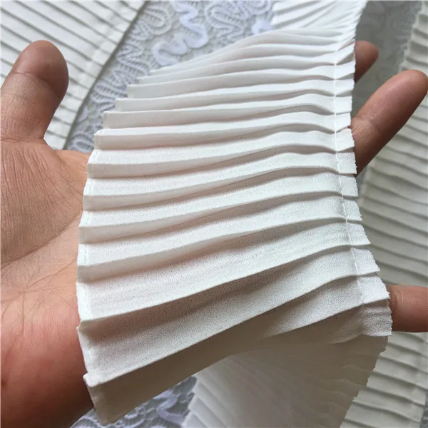 5 ярдов/лот DIY черный белый цвет 3D шифоновая плиссированная кружевная ткань