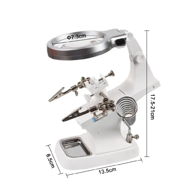 

Hand Soldering Stand Welding Tool With Magnifying Glass LED Light Alligator Clip Holder Clamp Multifunction For Repairment