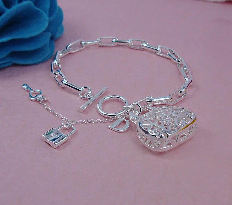 

Fashion woman jewelry, 925 sterling silver bracelet for women, European brand jewelry hand bag handbag bracelet,