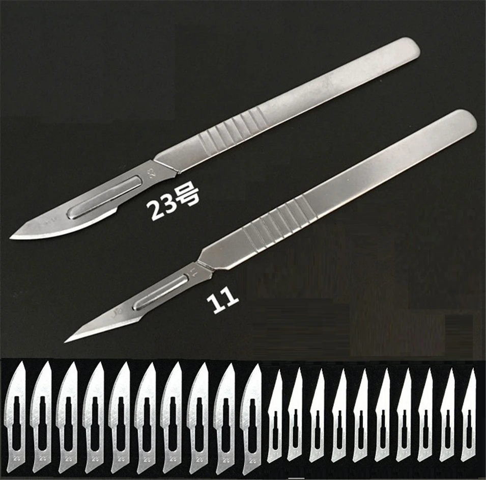 

Free shipping High Quality 1Set 23# +11# Scalpel Engraving knife Carbon Steel DIY PCB Repair Cutting Tool + 40pcs blade
