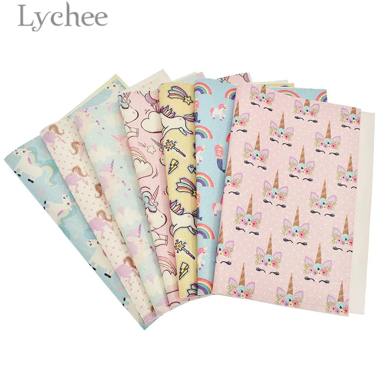 Lychee Life 21x29 см A4 Единорог блестящая искусственная ткань высокое качество