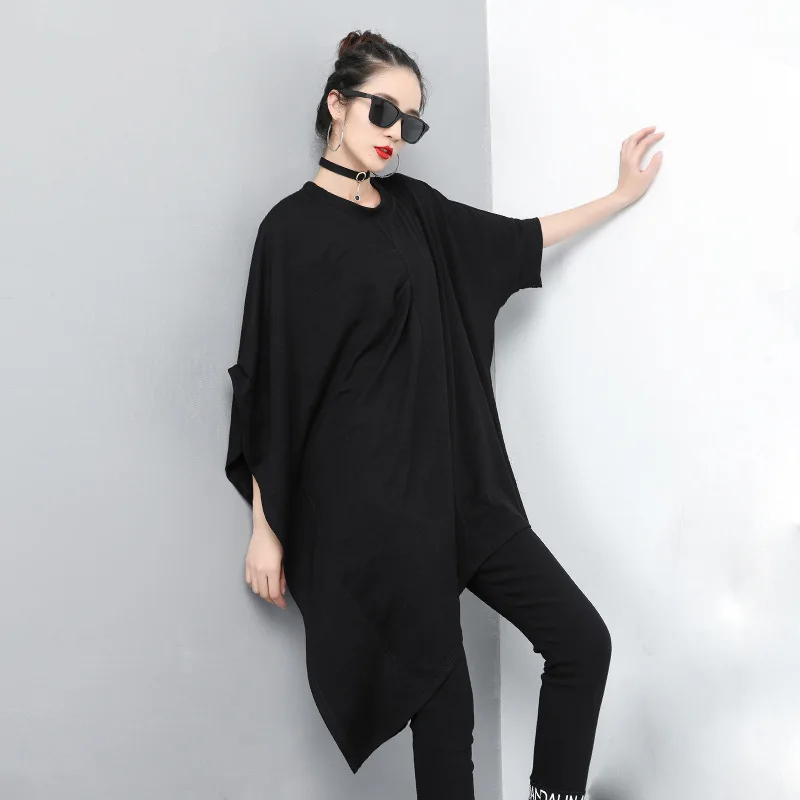 Новинка 2019 корейский стиль Женские однотонные черные хипстерские длинные топы