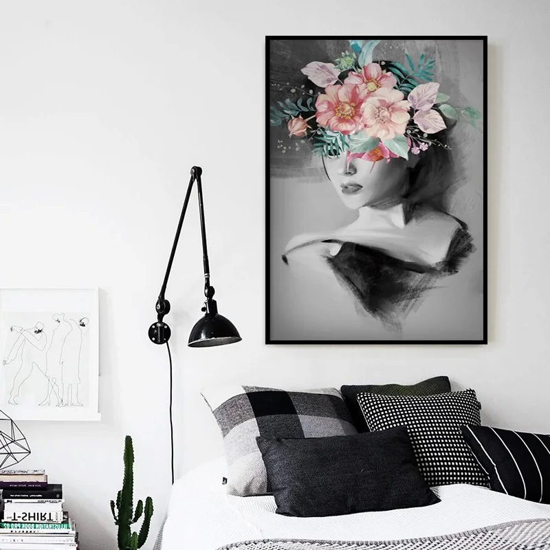 Nordic Decoration Home Poster Minimalist Modern Illustration Creative Beauty Flower Painting Modular Canvas Art Wall Pictures | Дом и сад