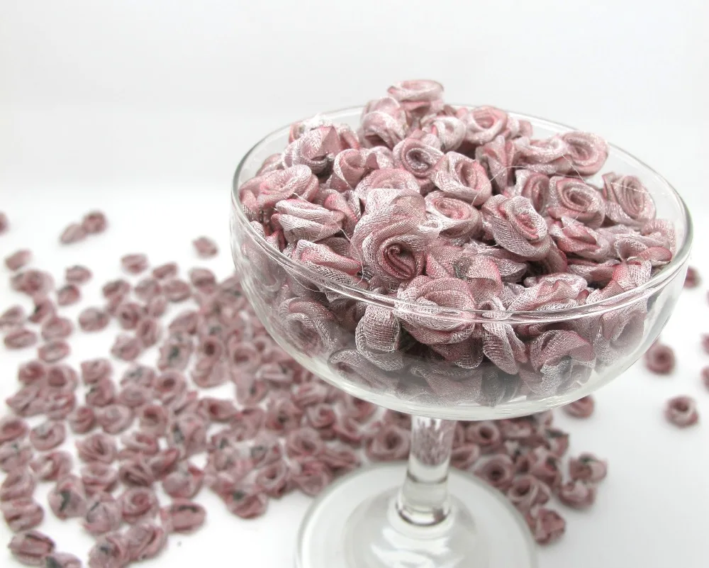 100 шт. пурпурный Шифоновый Цветок розы бутоны | Цвет Омбре Цветочная аппликация