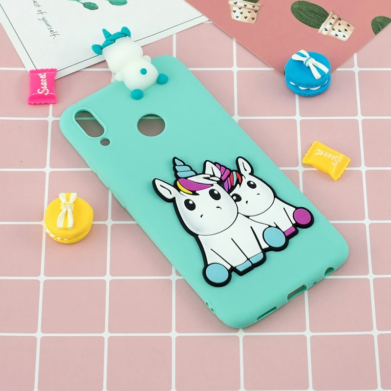 3D Cartoon Unicorn Case For Huawei Y9 2019 2018 Cute Toys Silicone Phone Bumper Soft TPU Cover |