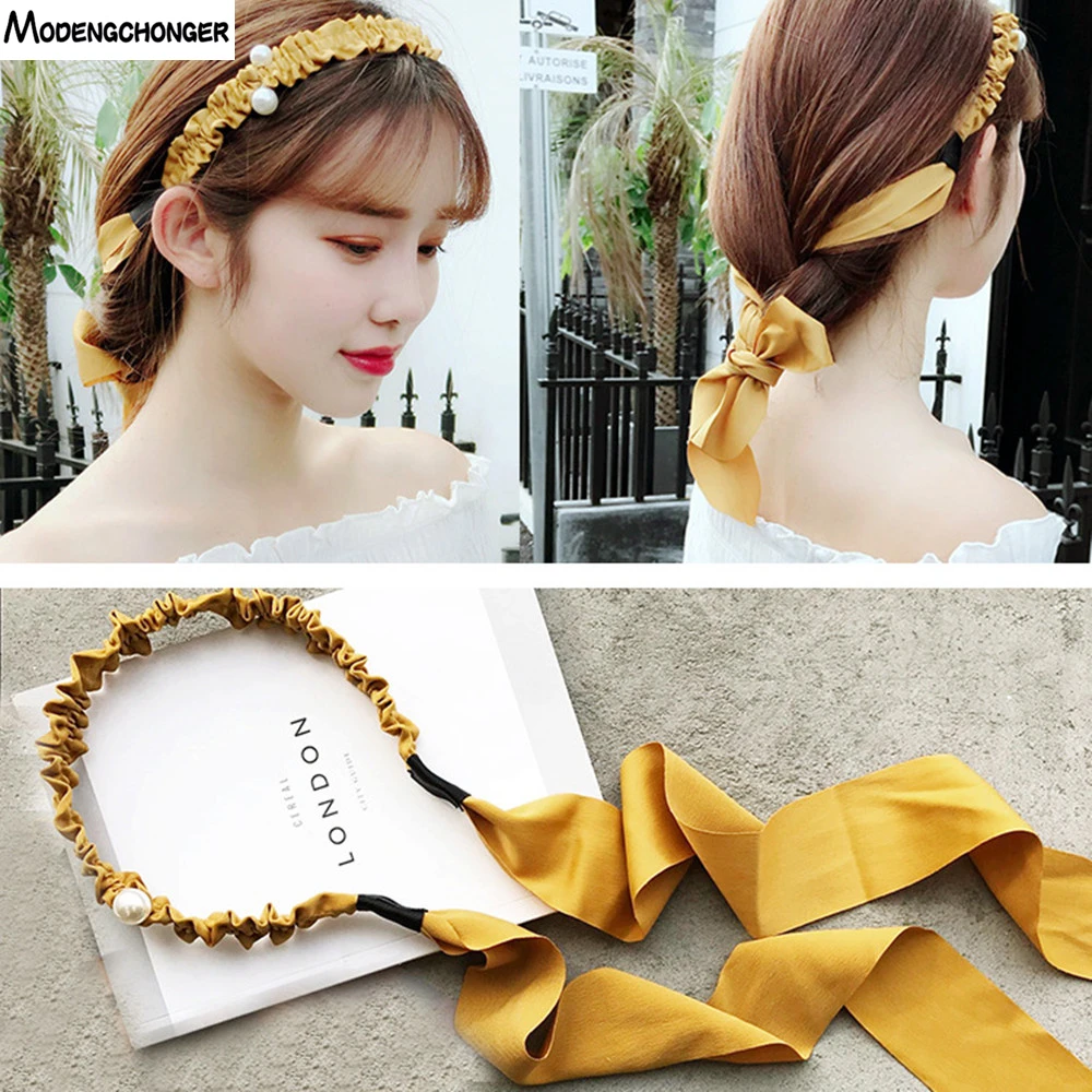 

New Tassel Hairband Novelty Hair Bezel For Women Girls Sweet Bow Simple streamer Headband Pandent Headband Hair Accessories