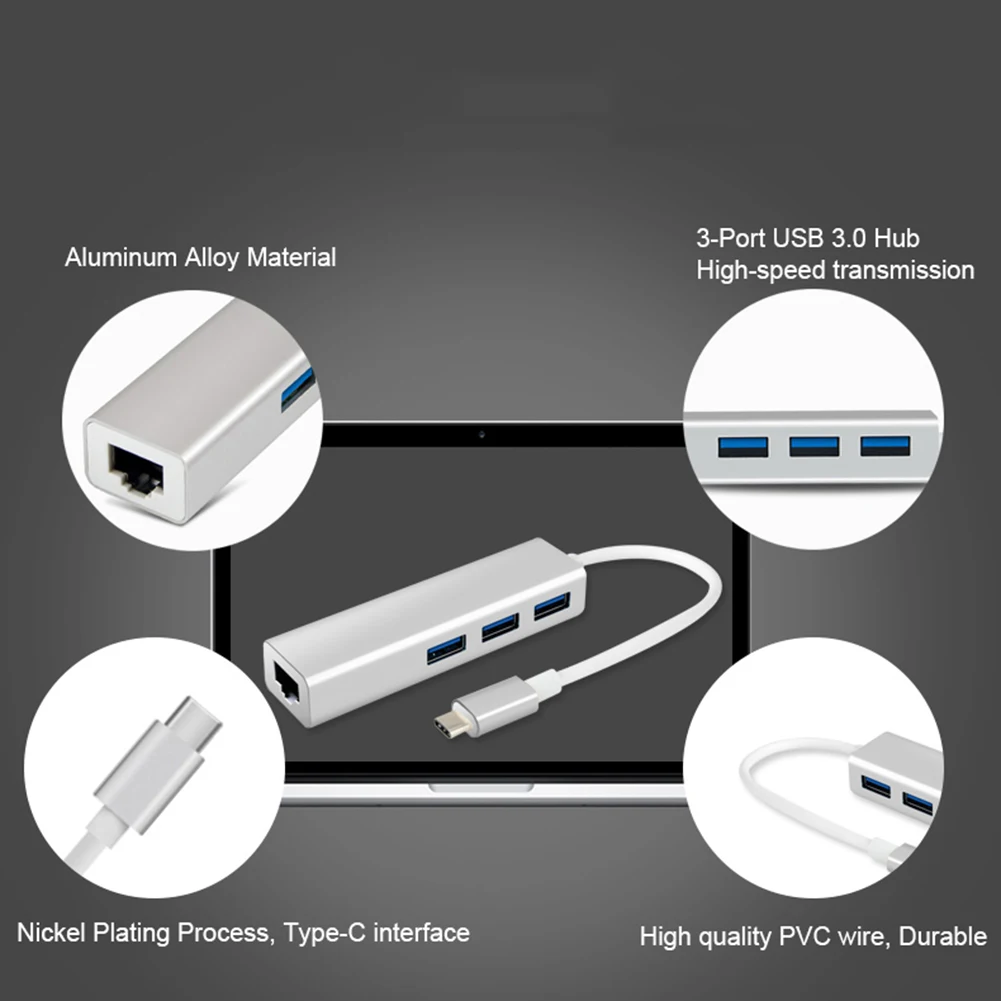 Новый USB Type C 3 1 к RJ45 Gigabit Ethernet LAN провода портовый 0 концентратор конвертер|USB-хабы| |