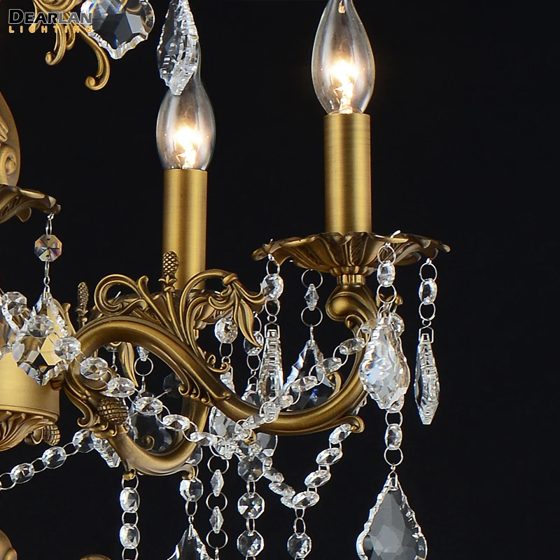 15 Lights Brass Color Bronze Finish Crystal Chandelier Lamp Big Lustre Light Fixture 2 tiers Villa Cristal Lighting | Лампы и