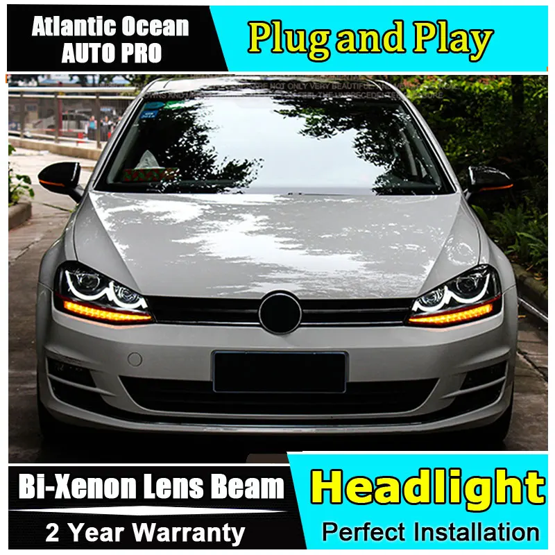 2013 2016 автомобильный Стайлинг для VW Golf 7 фар MK7 светодиодный фонарь Smile DRL Объектив