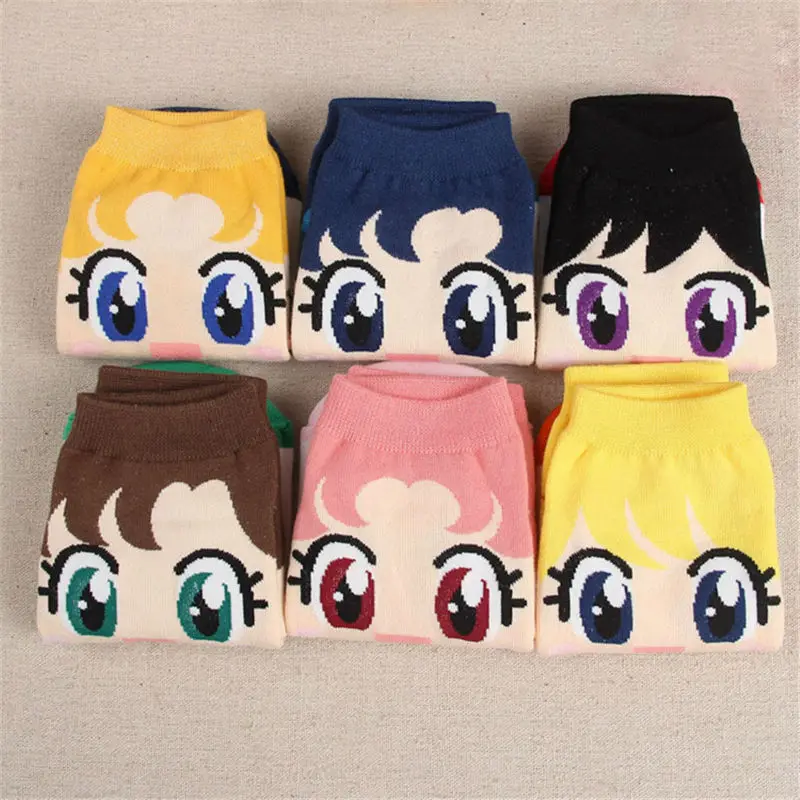 Носки женские хлопковые в стиле Харадзюку милые Мультяшные до щиколотки с Сейлор