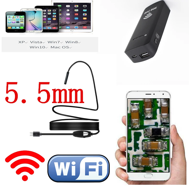 2020 доставка по всему миру 5 5mm USB эндоскоп Камера HD IP67 трубка Беспроводной Wi-Fi