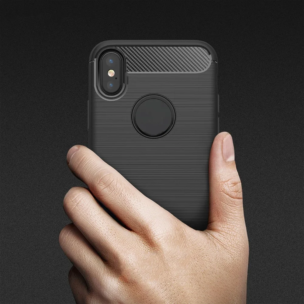 For iPhone X XS XSMAX XR Soft Silicone Armor TPU Bumper Carbon Fiber phone case shockproof cover 8 7 6 6s plus 5 5S SE |