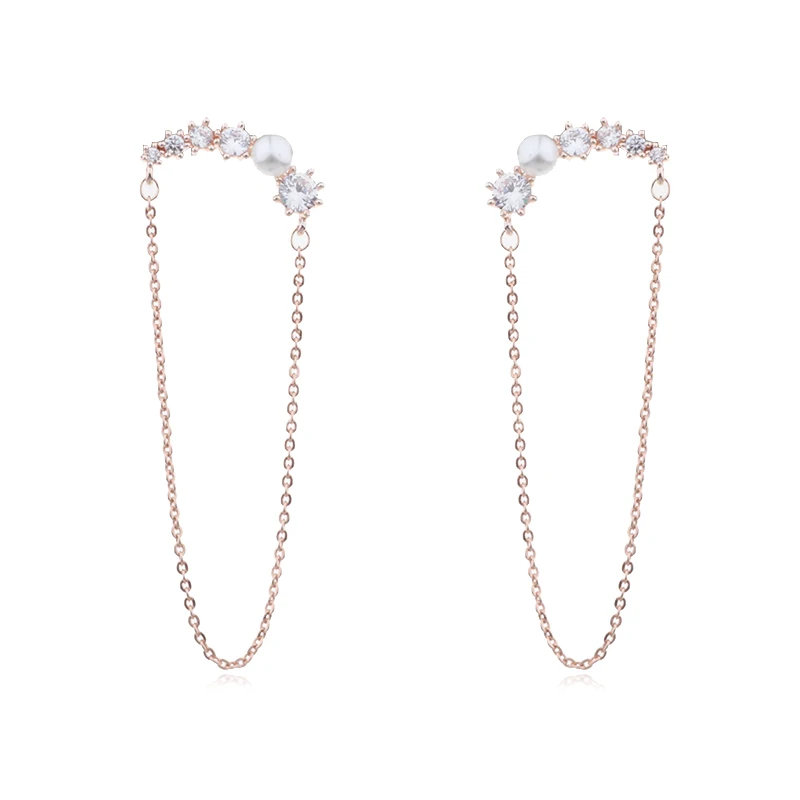 63 rose gold color MENGJIQIAO новые корейские Звездные стильные блестящие серьги с кисточками со стразами для женщин, модные длинные серьги Oorbellen - Окраска металла: 63 rose gold color