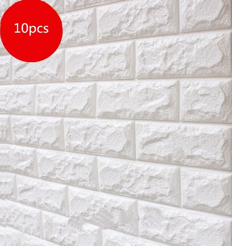 

60X60cm 10 pcs 3D Brick Wall Stickers DIY Self Foam Waterproof Decor Wall Covering Wallpaper For TV Background Kids Living Room