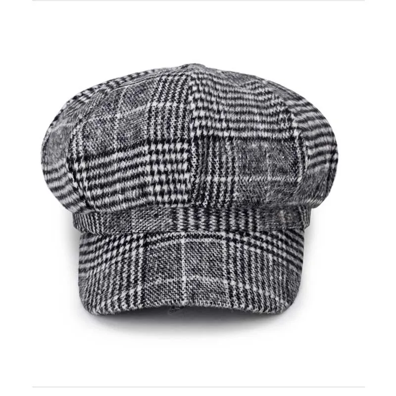 Новая кепка газетчика повседневные женские береты шерсть клетчатая