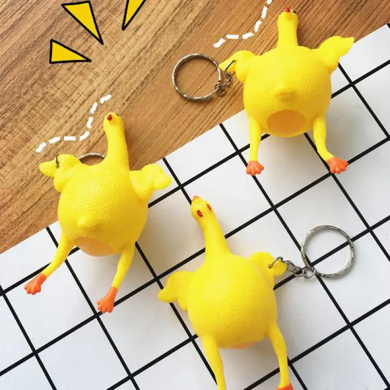 Забавный шалость курица Новинка антистресс цыпленок отложите Яйца Брелок