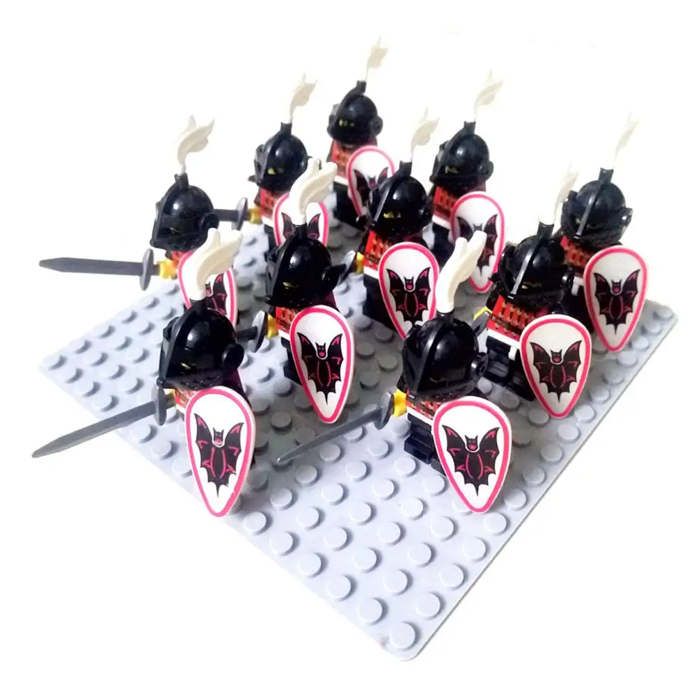 Bat Set B 10 шт., Римский Золотой рыцарь, ястреб, замок, король, рыцари, совместимый Синий Лев, строительный блок, дракон, рыцарь - Цвет: Bat Set B