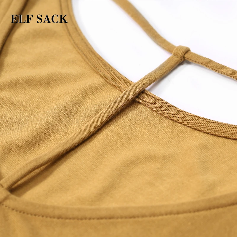 Женская футболка ELFSACK повседневная Однотонная с круглым вырезом осень