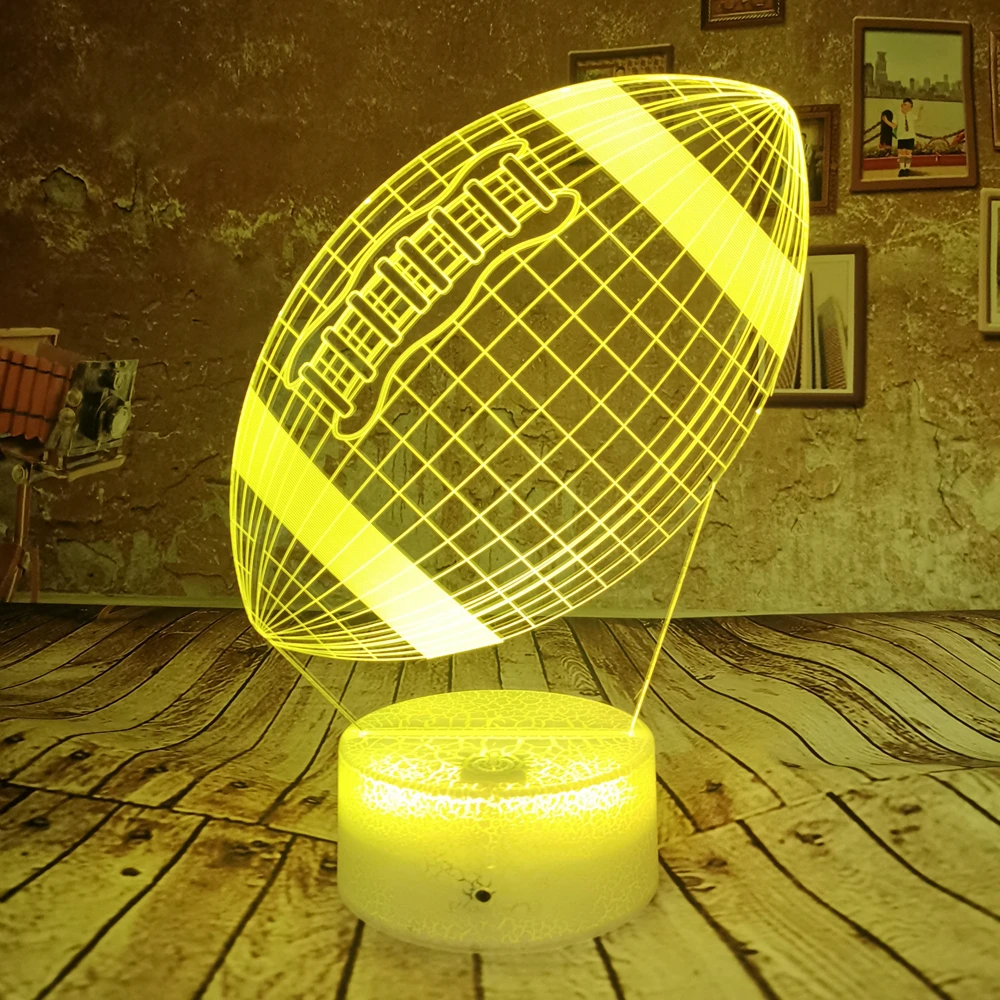 Прямая поставка крутая 3D ночник лампа Американский футбол 7 цветов Иллюзия Led USB