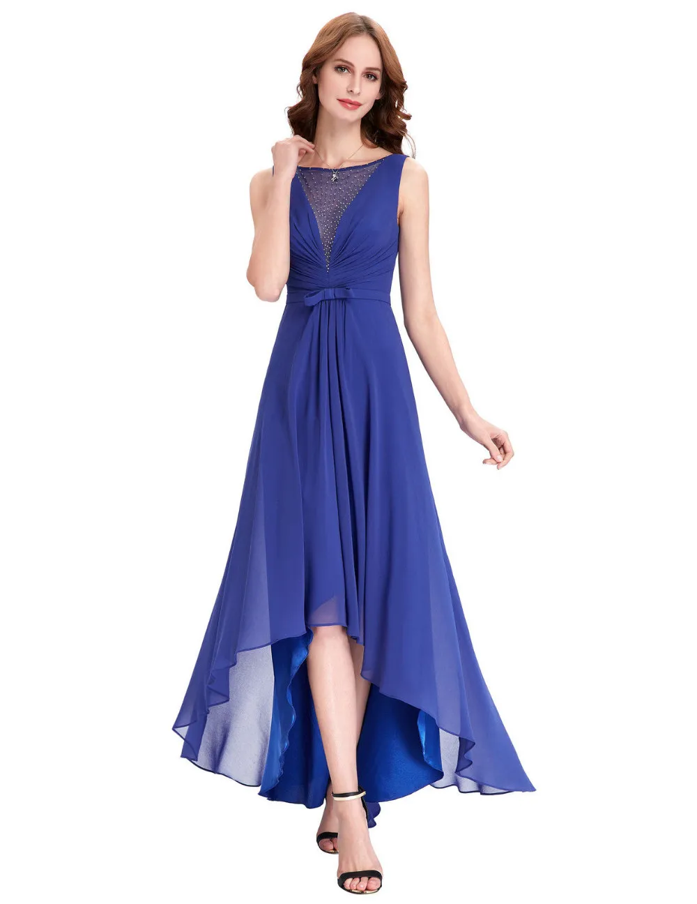 High Low Royal Blue Chiffon Short Front Long Back Bridesmaid Dress 2 High Low Royal Blue Chiffon Short Front Long Back Bridesmaid Dress 2