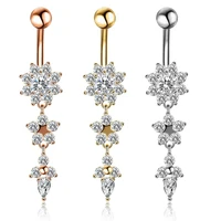 high quality charm flower navel piercing luxury 14g 316l steel pendant earrings belly button rings piercing nombril body jewelry
