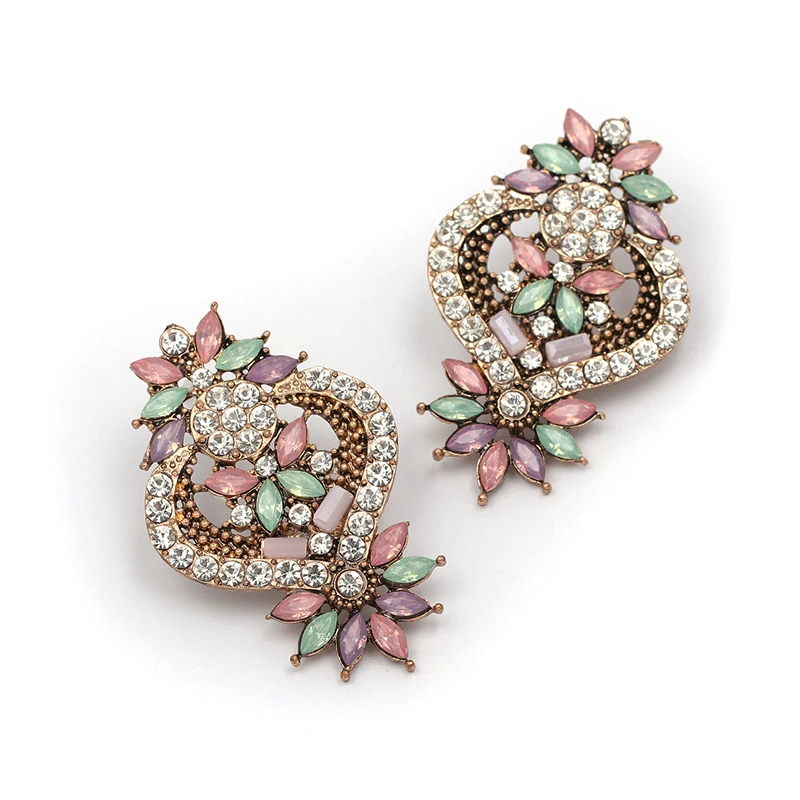 Оптовая продажа крупные Роскошные серьги-гвоздики JUJIA с кристаллами эффектные