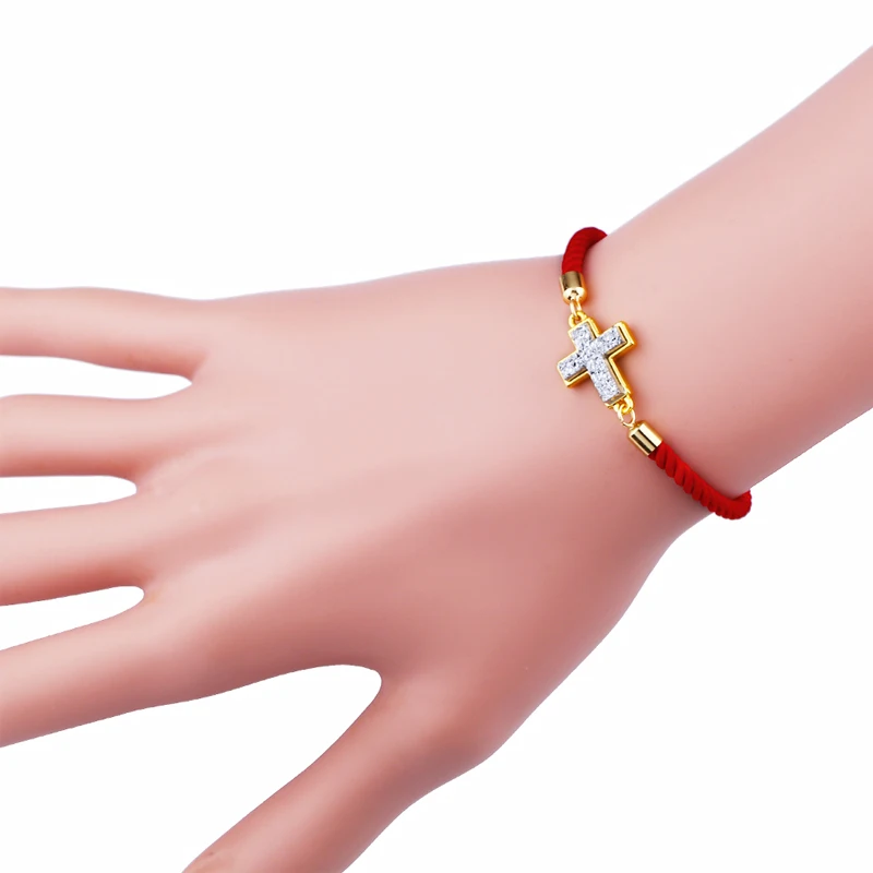 Браслеты ручной работы OCESRIO с красной нитью и перекрестной регулируемой друзой