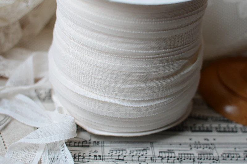 BeigeEmbroidered Tulle Stretch Lace Trim High Quality Mesh Elastic Fabric Doll Dress Lingeries Sewing Craft 2.8 cm 30 meters | Дом и сад