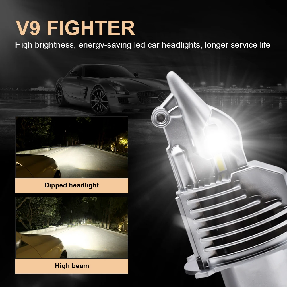 EURS H4 Автомобильный светодиодный головной светильник Fighter Turbo лампы 12V 6000 К 70 Вт 8000LM