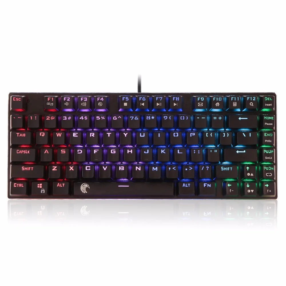 

Z-88 Compact Tenkeyless Mechanical Gaming Keyboard RGB Backlit LED Clicky Blue Switches Small Keyboard 81 keys