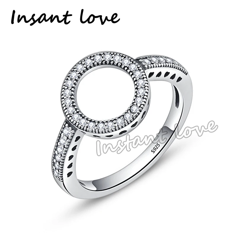 Женское прозрачное круглое кольцо INSTANT LOVE из 100% настоящего серебра Forever Black CZ