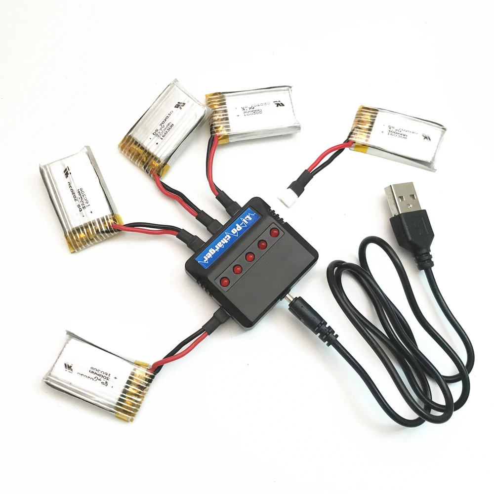 Высококачественный 5 шт. 3,7 в 300 мАч 45C для 1306 Udi U816 U830 F180 E55 FQ777 FQ17W аккумулятор с зарядным устройством для радиоуправляемого квадрокоптера Запасная часть