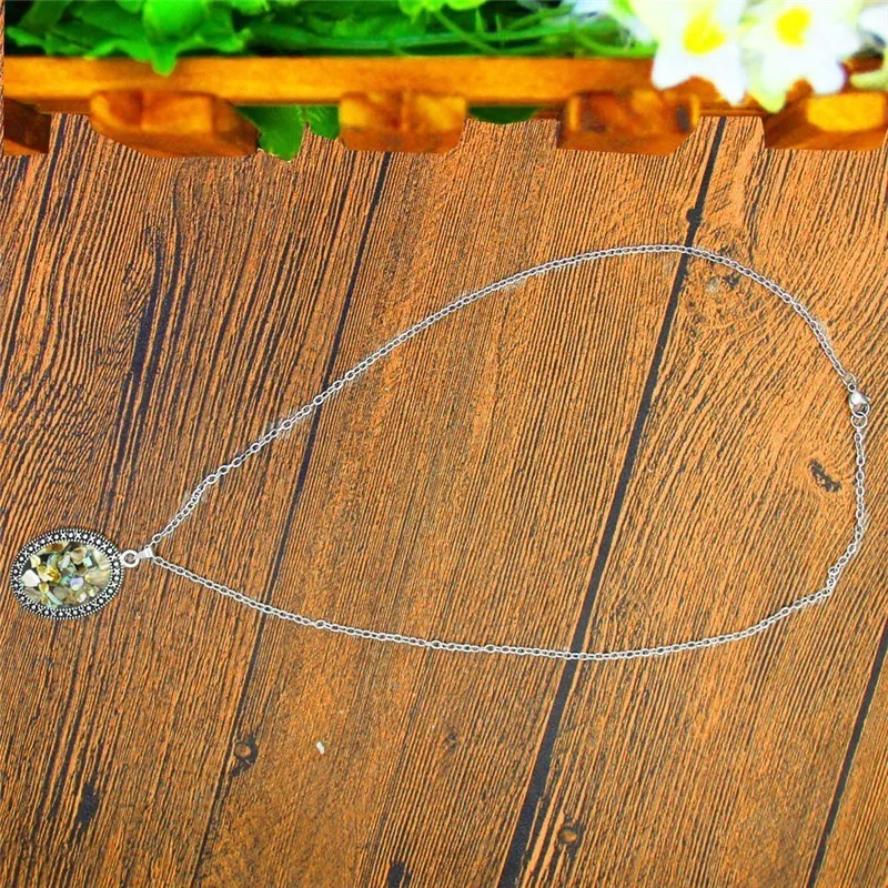 Classic Oval Shell Jewelry Set Antique Silver Plated Necklace Earrings Bracelet Fashion Jewelry TS415